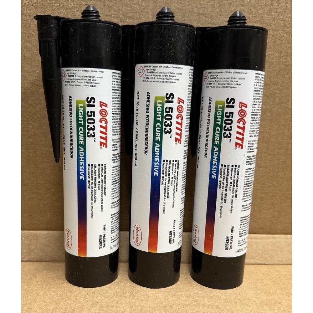 3 PACK OF LOCTITE SI 5033 300mL Light Cure Adhesive   693988 EXP: 4/26
